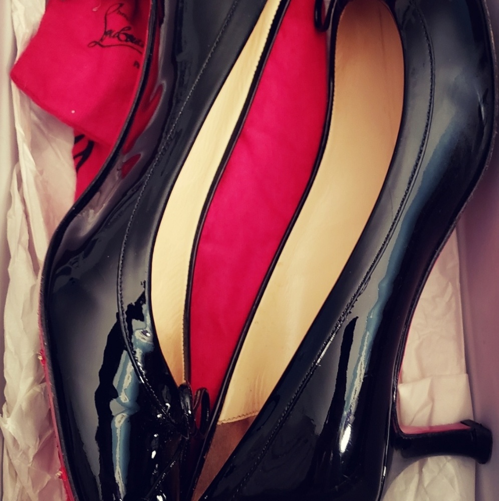 Christian Louboutin black patent leather heels